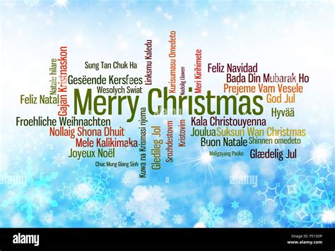 Christmas Typography Merry Christmas Written In Many Languages Stock