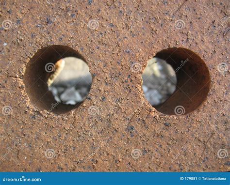 Two Holes In Brick Abstract Stock Image Image Of Close Minimalism