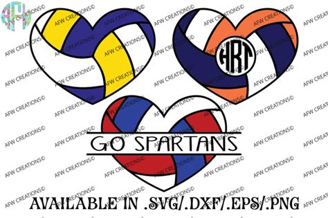 volleyball hearts svg dxf eps digital cut files by afw designs thehungryjpeg