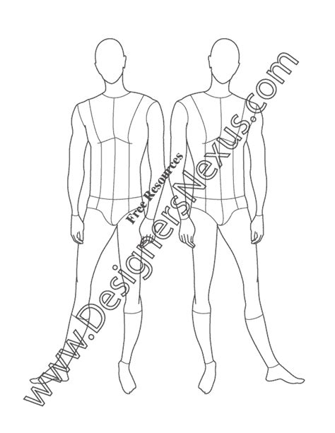 Male Fashion Figure Front Pose V18 - Designers Nexus A balanced and symmetrical front view figure.
