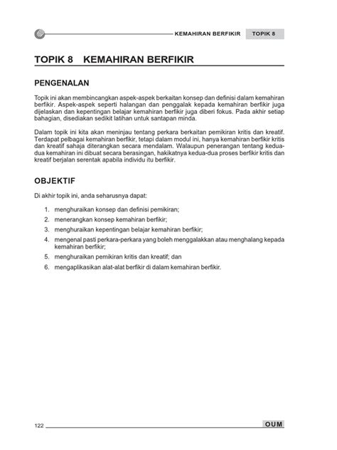 Pemikiran kritis merupakan satu aktiviti di dalam otak di mana proses mentafsir, menilai dan menganalisis maklumat berlaku. kemahiran berfikir.pdf