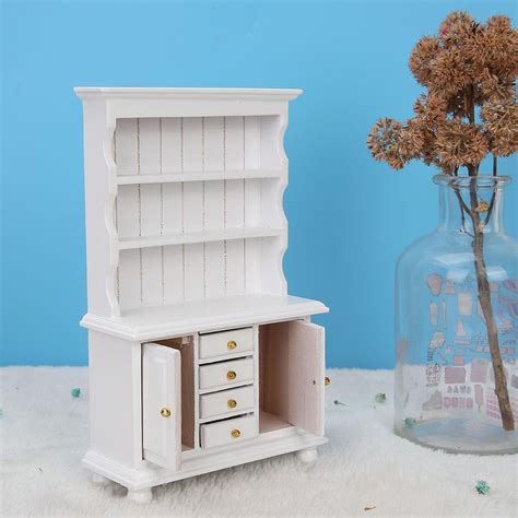 Mgaxyff 112 Doll House Accessories Wooden Three Layers Cabinet