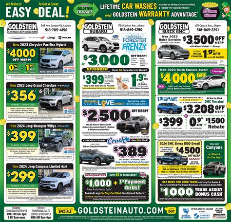 Latest Newspaper Ads Car Specials Albany Ny Goldstein Chrysler Jeep
