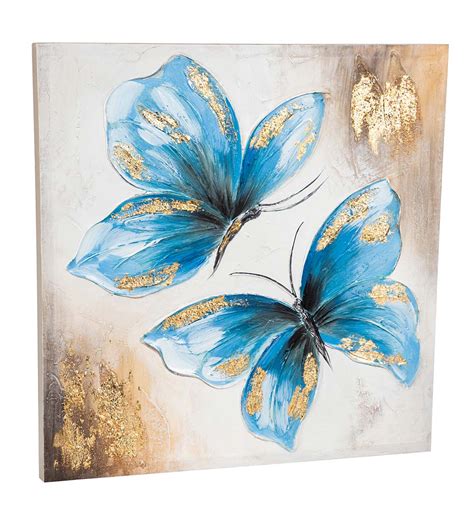 Hand Painted Butterfly Canvas Watercolor Wall Art Set Of 2 Wind And