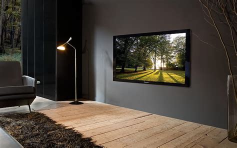 Hd Wallpaper Cool Interior Design Black Flat Screen Tv Room House Living Wallpaper Flare