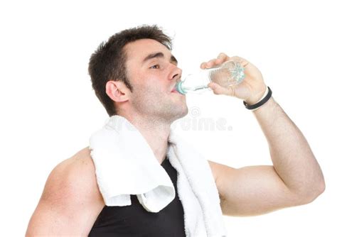 Active Man Drinking Water After Training Stock Photo Image Of Looking
