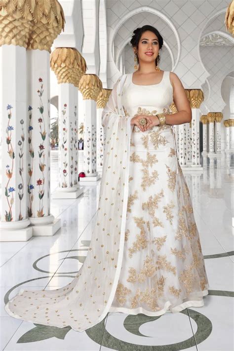 White Embroidered Net Readymade Lehenga Cholis Indian Poshakh 3162123