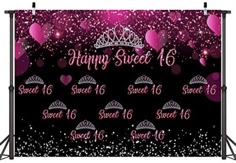 Sensfun Fabric Sweet 16 Party Backdrop Pink Glitter Bokeh