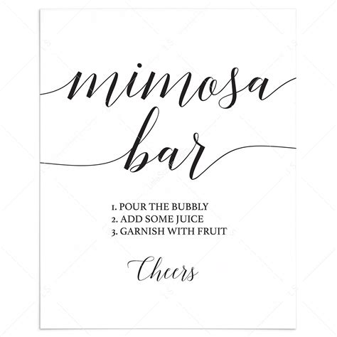 Printable Mimosa Bar Sign With Calligraphy Font Instant Download