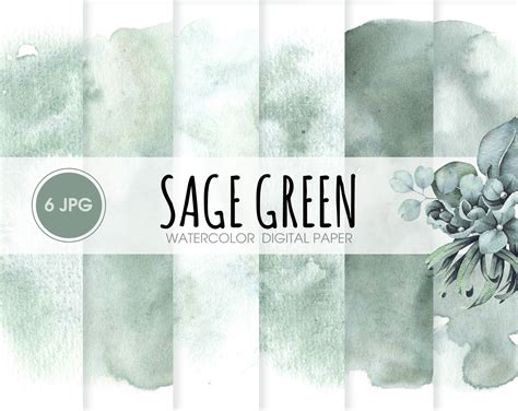 Sage Green Watercolor Digital Paper Abstract Watercolor Etsy Ireland