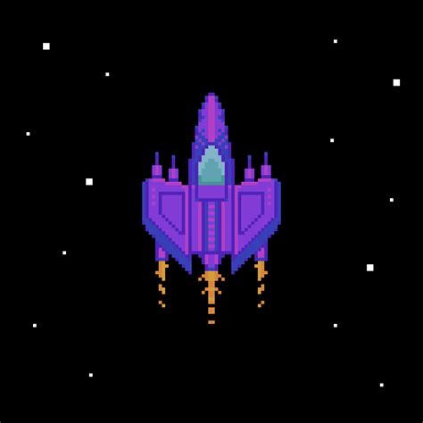 Pixel Spaceship Gif