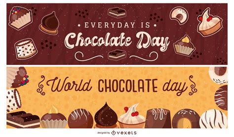 World Chocolate Day Banner Set Vector Download