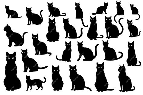 Premium Vector Set Of Silhouettes Of Different Poses Of Cats Isolated On A White Background