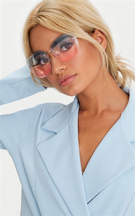 Blue Lensed Frameless Sunglasses Prettylittlething