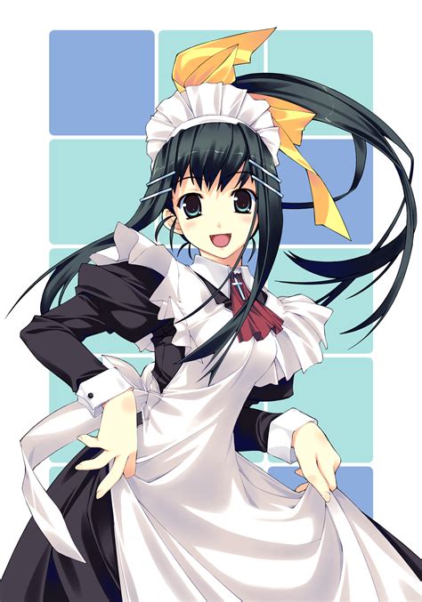 murakami suigun highres tagme black hair clothes pull long hair maid solo image view