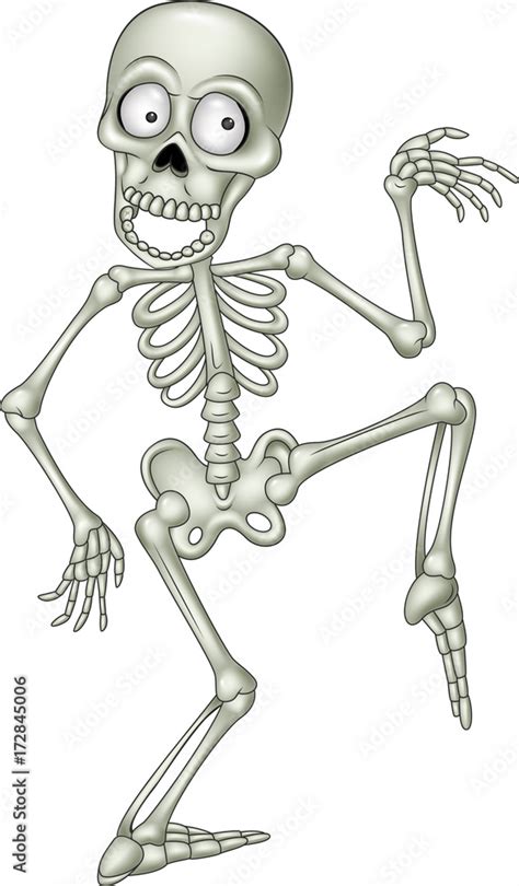 Cartoon Funny Human Skeleton Dancing Stock Vector Adobe Stock