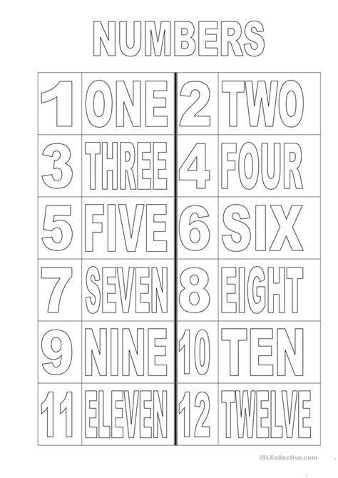 So you have to remember that all coloring fields have assigned digits. Numbers 1 - 12 colouring page worksheet - Free ESL ...