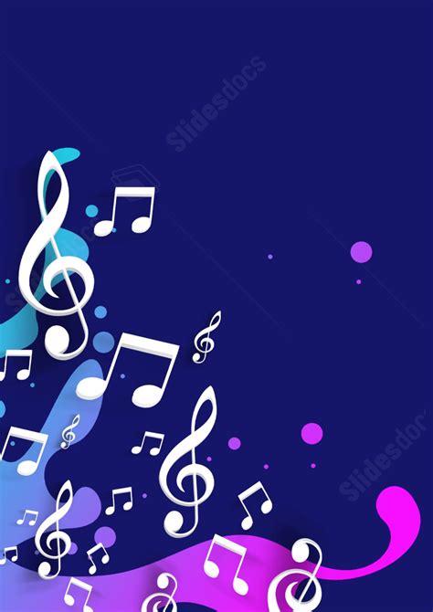 Musical Notes In Different Colors Page Border Background Word Template