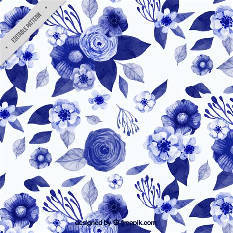 Free Vector Pattern Of Watercolor Blue Flowers In