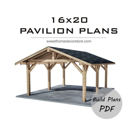 Diy 16 X 20 Gable Pavilion Plans Pdf Carport Pdf Plans Etsy
