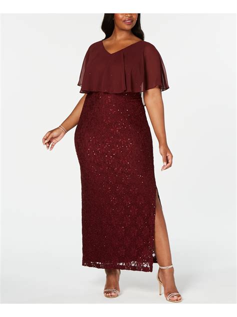 Connected Apparel Connected Apparel Womens Burgundy Sequined Lace