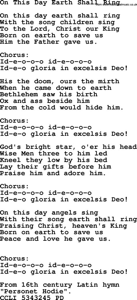 Christmas Powerpoints Song On This Day Earth Shall Ring Lyrics Ppt