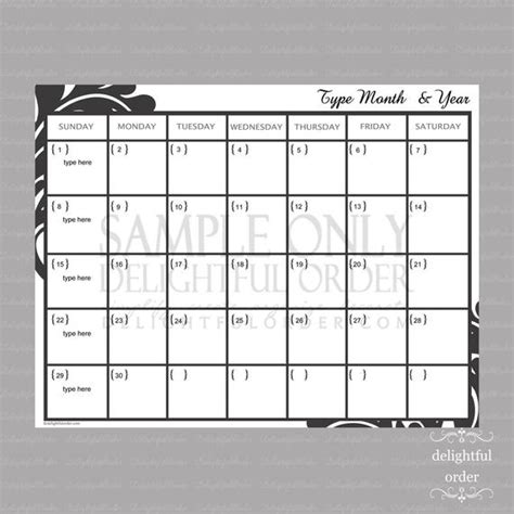 Printing a calendar should be easy as pressing a button and that's what we. Editable Monthly Calendar 1 PDF Printable File Instant
