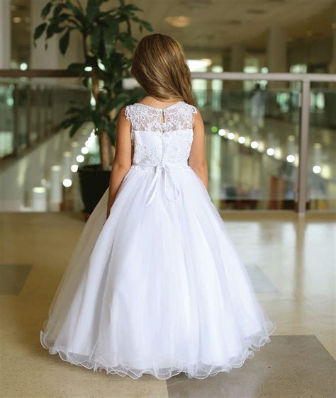 Gorgeous Satin First Communion Dress With Embroidered Tulle Bodice