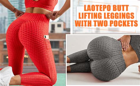 Laotepo Tiktok Butt Lifting Cellulite Leggings With Pockets For Women High Waist Yoga Pants