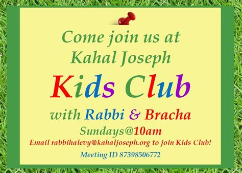 Kj Kids Club Kahal Joseph Congregation La Modern Orthodox Mizrahi