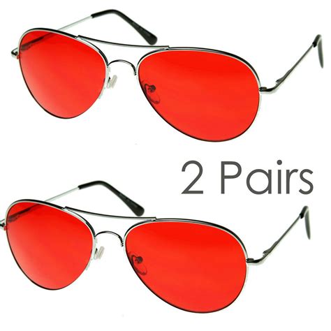 2 pairs mens retro classic metal pilot red lens uv sunglasses spring hinge ebay