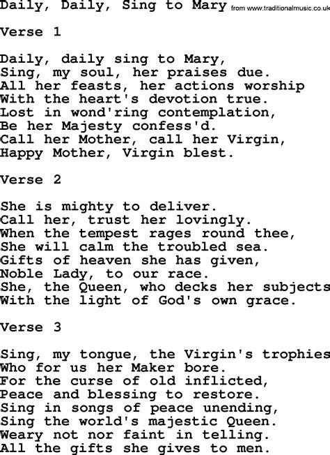 Catholic Hymns Song Daily Daily Sing To Mary3 Lyrics And Pdf