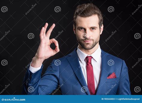 Businessman Showing Ok Gesture Stock Image Image Of Hand Executive