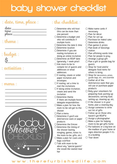 Help mom stay organized with a free printable baby shower gift list to keep track of all the gifts the new baby receives, and by whom. complete baby shower checklist {free + printable} - THE ...