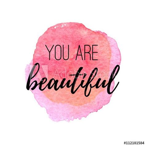 You Are Beautiful Inspirational Quote On A Pink Watercolor Background