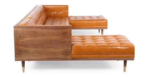 Kardiel Woodrow Midcentury Modern Box Sofa U Shaped Chaise Sectional