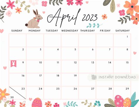 Fillable April 2023 Calendar Printable Cute Spring And Summer Etsy