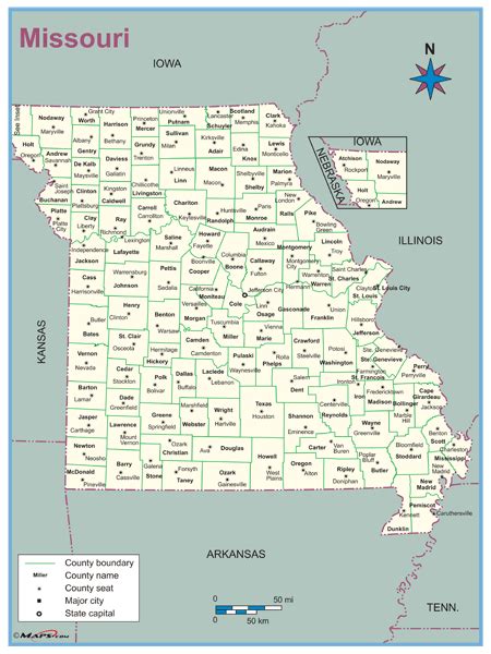 County Map Of Missouri Printable