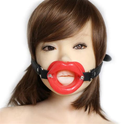 Erotic Toy Restraints BDSM Fetish Leather Rubber Lips O Ring Open Mouth