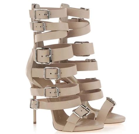 Summer Shoe High Heel Gladiator Sandals Bootie Lace Up Nude Black Leather Buckle Strap Sandals