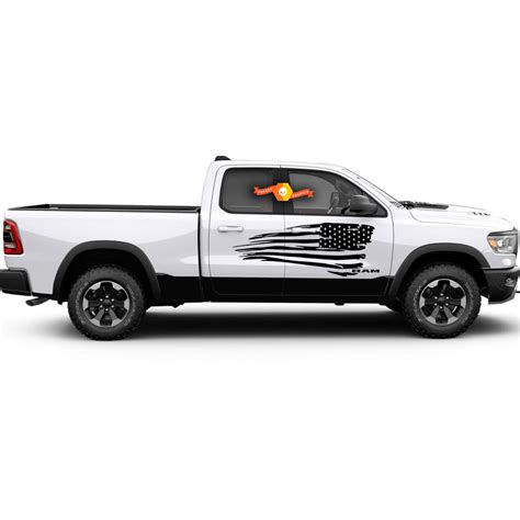 Distressed Flag Graphic Decal Side Body Fits Any Truck Dodge Ram