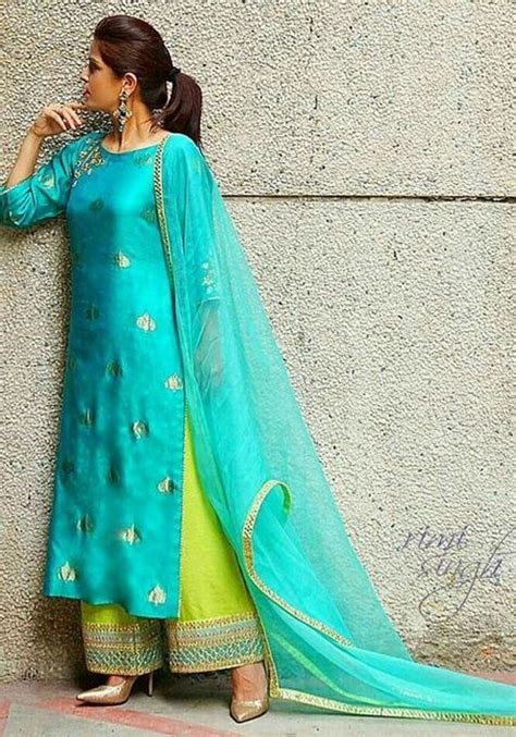 Sky Blue Colour Combinations Indian Dress Ferozi Colour Combination For