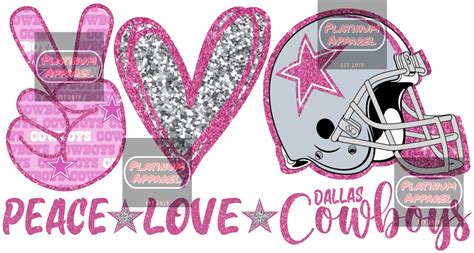 Pink Dallas Cowboys Png Peace Love Dallas Cowboys Pink Etsy