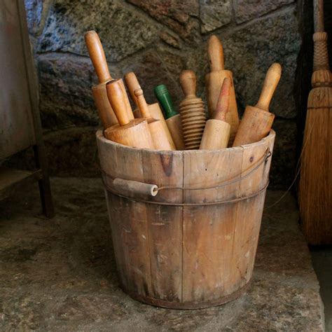 Vintage Wooden Bucket With Handle Another Way To Display Vintage
