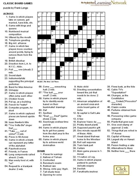 Printable Sunday Crossword Puzzles Pdf Printable World Holiday