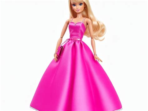 Premium Ai Image Barbie Blonde Doll With Pink Dress Isolated