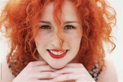 Portrait Of A Beautiful Ginger Haired Woman Smiling By Stocksy Contributor Jovana Rikalo