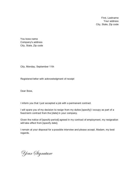 Emigrate Or Immigrate Simple Resignation Letter Template