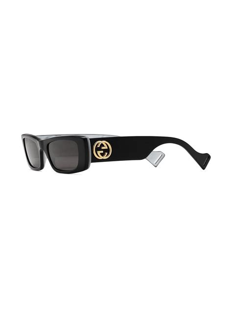 Gucci Rectangle Frame Sunglasses In Black Modesens