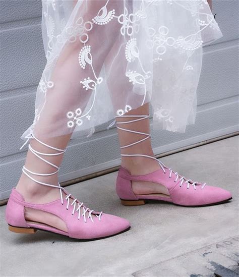 Womens Pink Lace Up Flat Summer Shoes Just Pink About It Pink